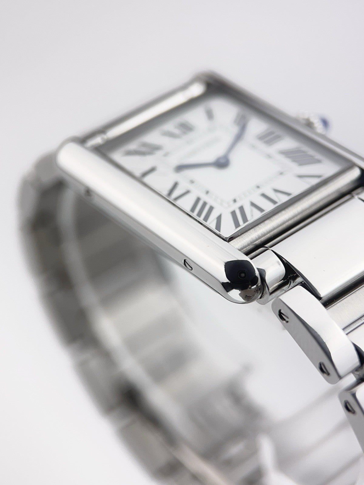 Cartier Tank Stainless Steel Silver Dial 25mm Quartz Movement Men's WSTA0052