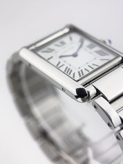 Cartier Tank Stainless Steel Silver Dial 25mm Quartz Movement Men's WSTA0052