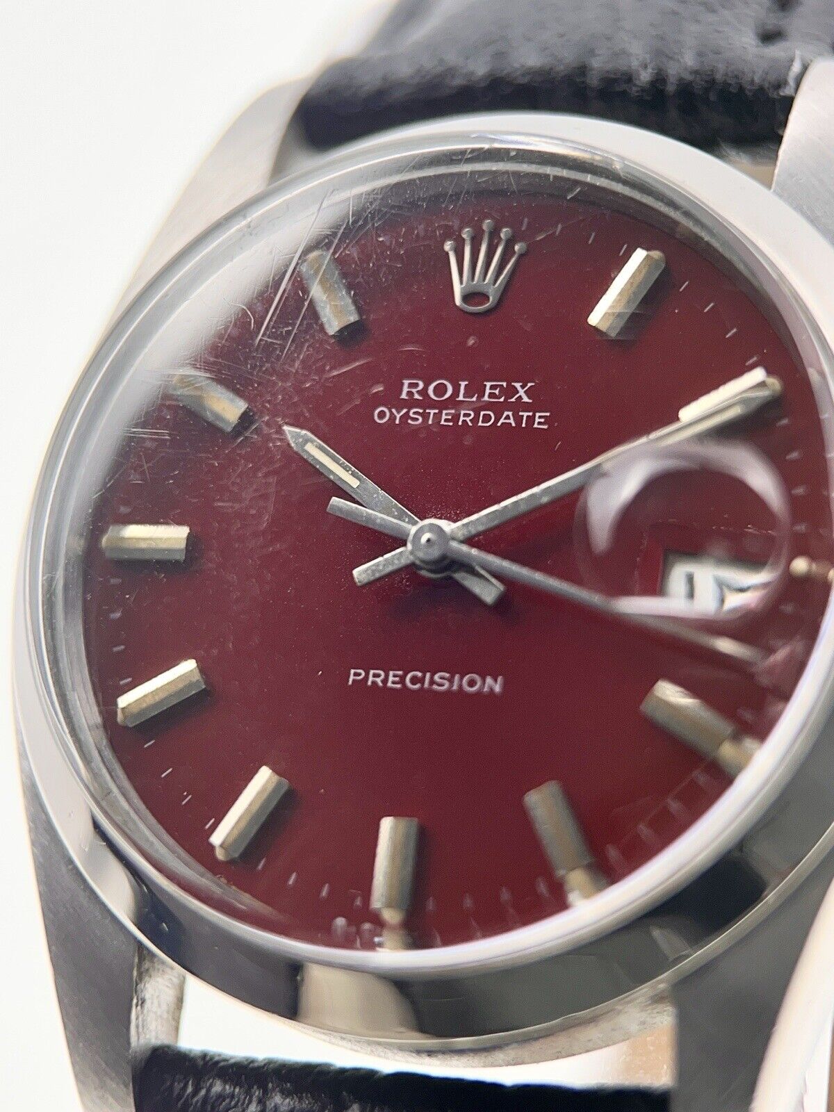 Rolex Oysterdate Precision Steel Red Dial 34mm Automatic Men’s Watch 6694