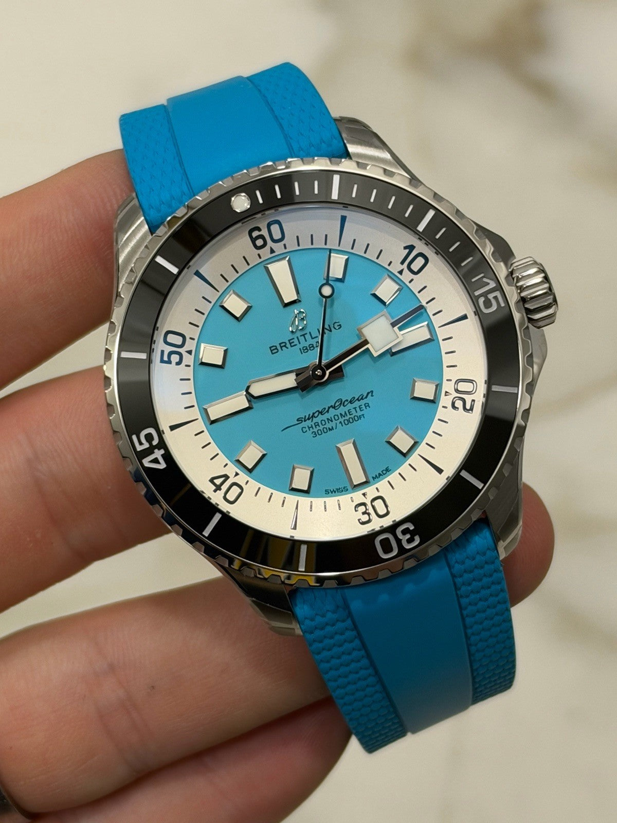 2026 NEW Breitling Superocean Auto 44 Turquoise Dial Men's Watch A17376211L2S2