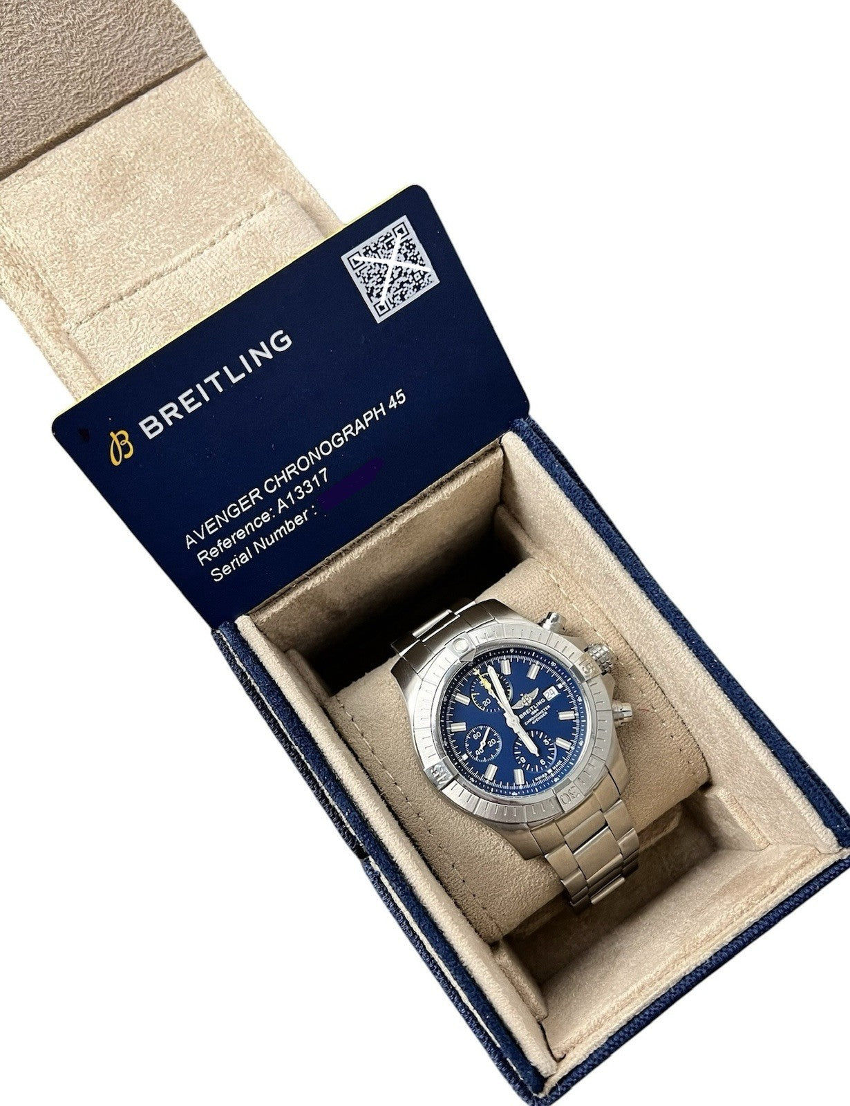 Breitling Avenger Chronograph Blue dial Steel 45mm Automatic Mens Watch A13317