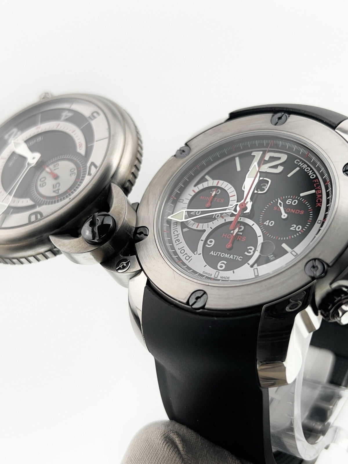 Michel Jordi Twins Titan Titanium Black Dial 48mm Auto Men’s Watch - Full Set