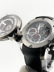 Michel Jordi Twins Titan Titanium Black Dial 48mm Auto Men’s Watch - Full Set