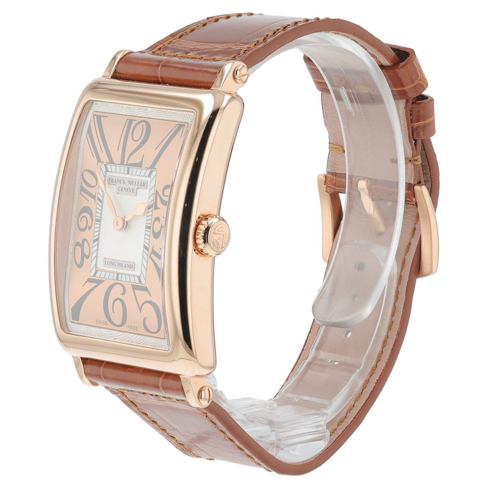 Franck Muller Long Island 18k Rose Gold Salmon Dial 36x26mm Quartz Watch 952QZ