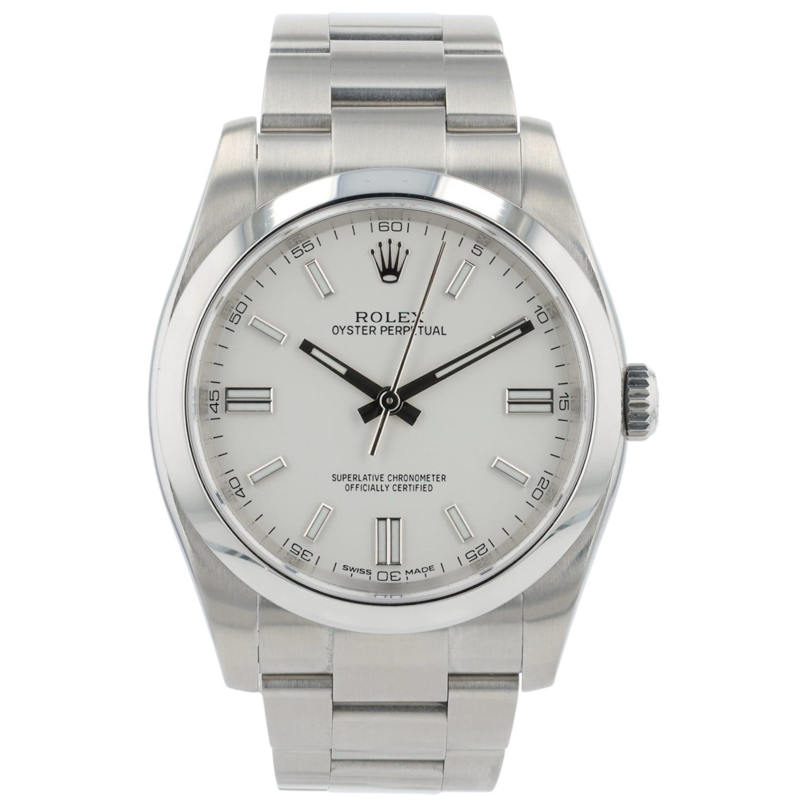 Rolex Oyster Perpetual White Dial Stainless Steel 36mm Automatic Mens 116000