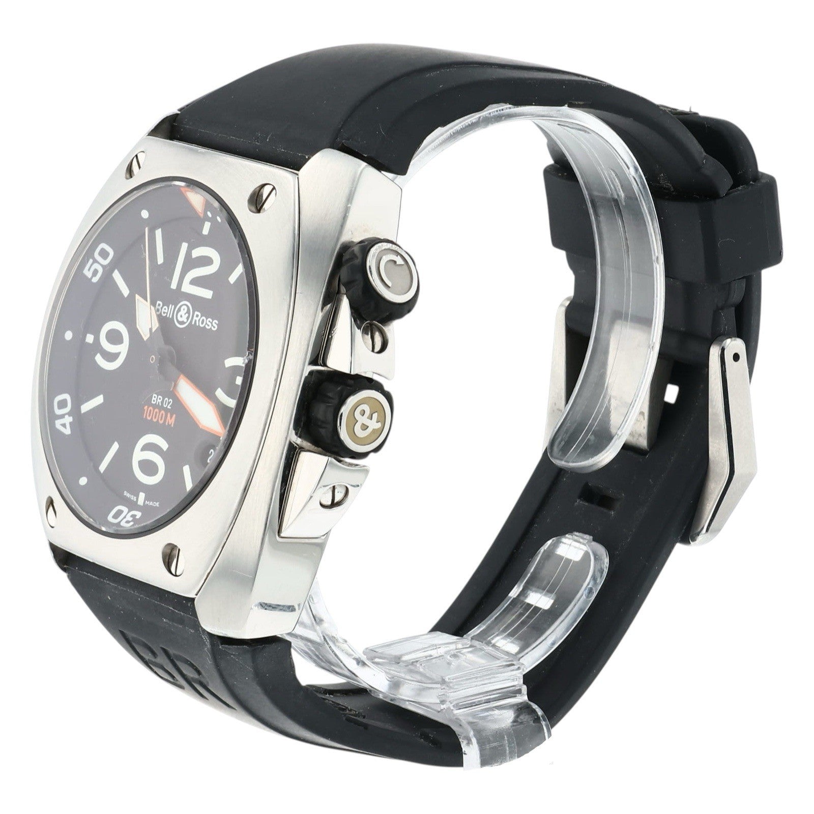 Bell & Ross BR 02 Stainless Steel Black Dial 44mm Automatic Mens Watch BR02-20-S