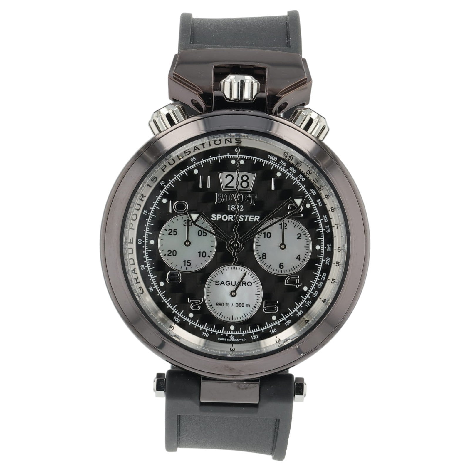 NEW 2025 Bovet Sportster Steel Black Carbon Dial 46mm Automatic Mens SP0468
