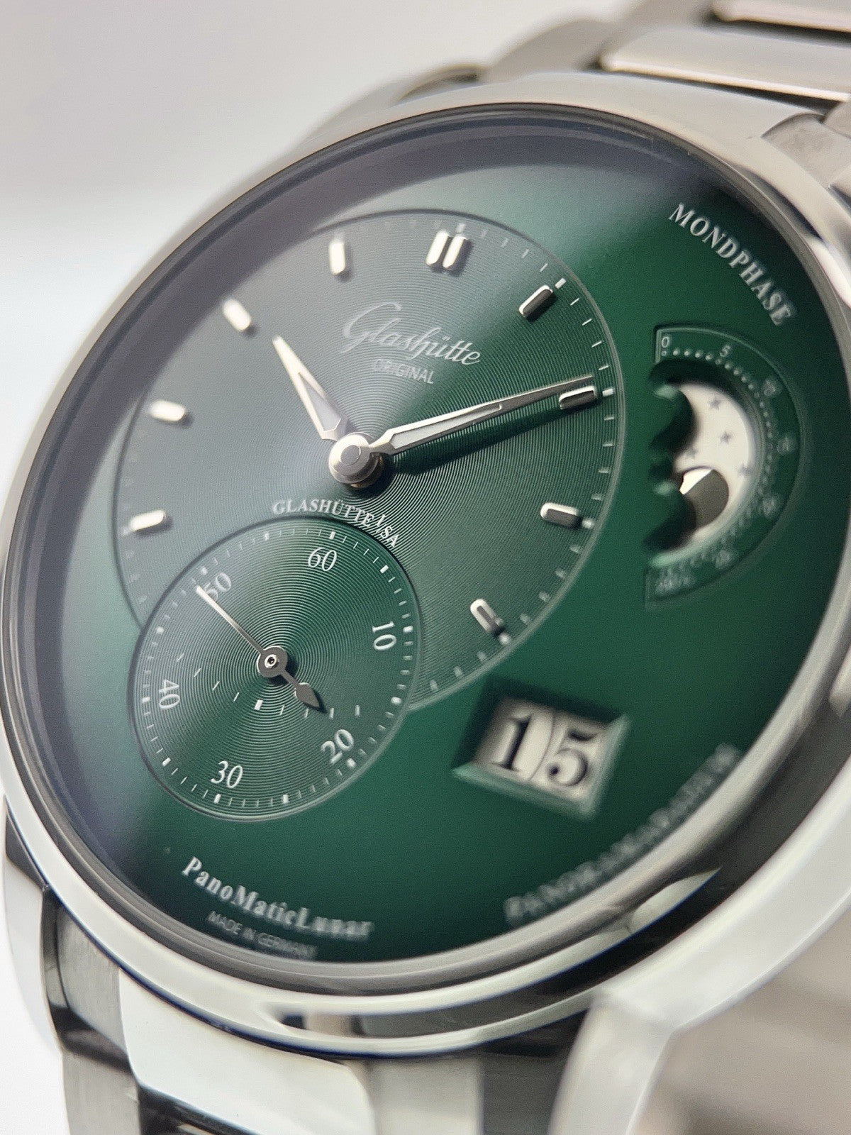 Glashutte Original PanoMaticLunar Steel Green Dial 40mm Auto 1-90-02-13-32-70