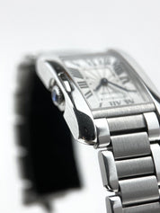 Cartier Tank Anglaise Watch Stainless Steel Quartz Silver Dial W5310022 w/ Box