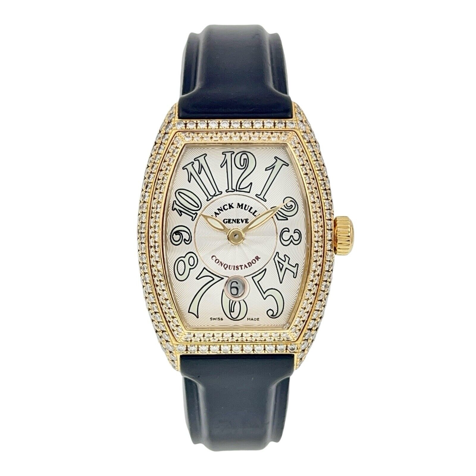 Franck Muller Conquistador Lady 18k Yellow Gold Silver Tone 28mm Auto Lady SC D