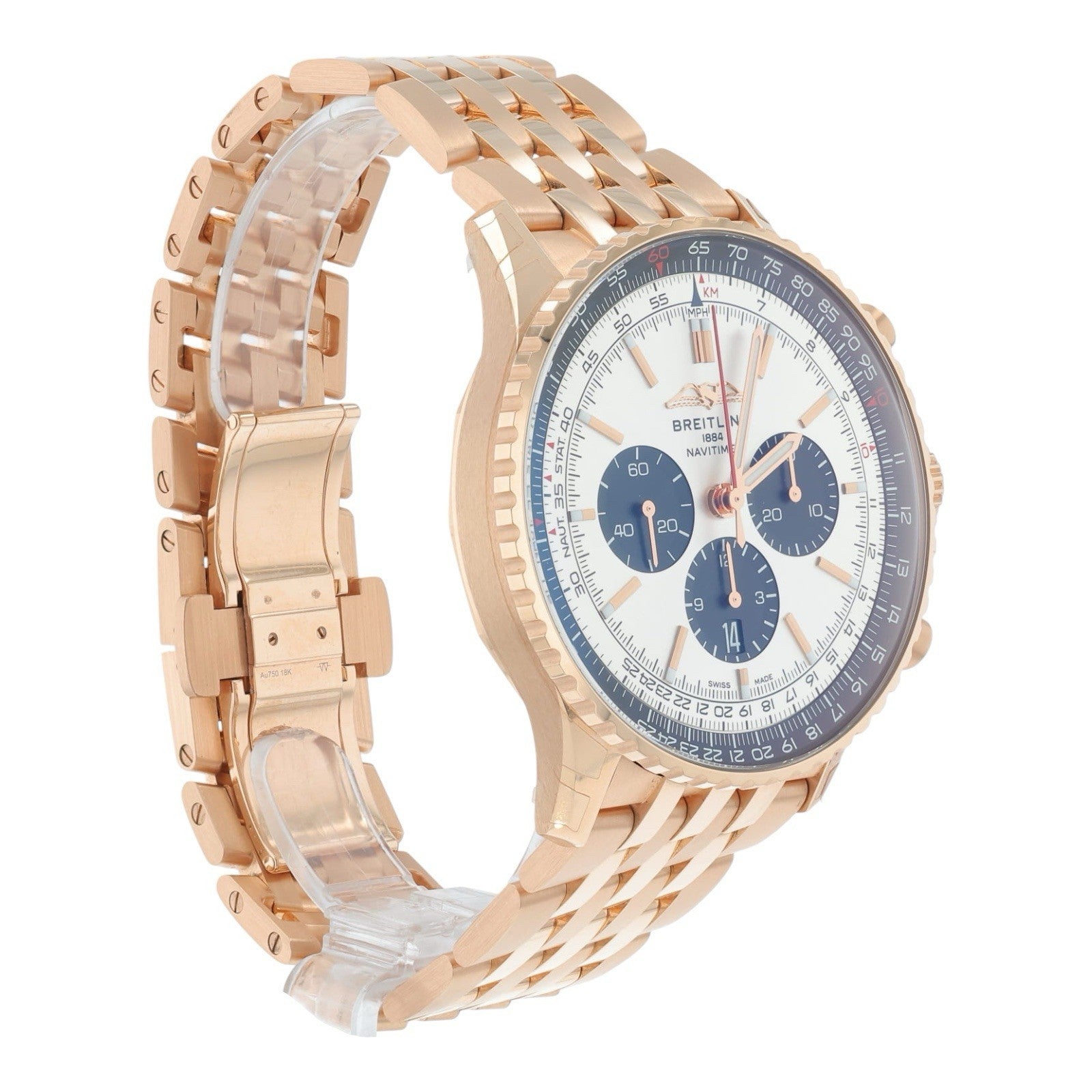 Breitling Navitimer 18k Rose Gold 46mm Silver Dial Automatic Men’s Watch RB0137