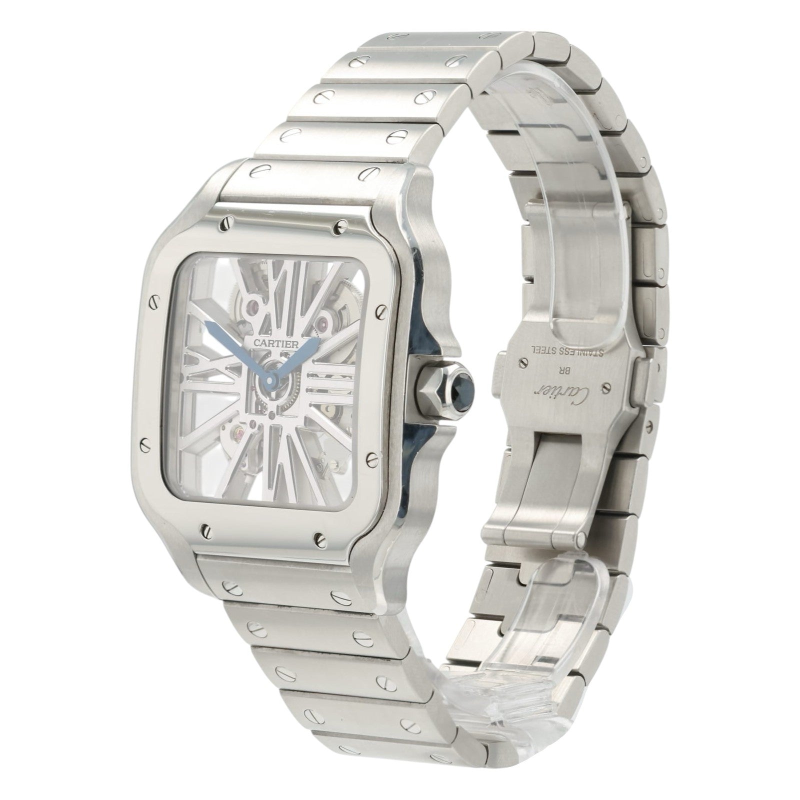 Cartier Santos Skeleton Dial Stainless Steel 40mm Manual Mens Watch WHSA0007