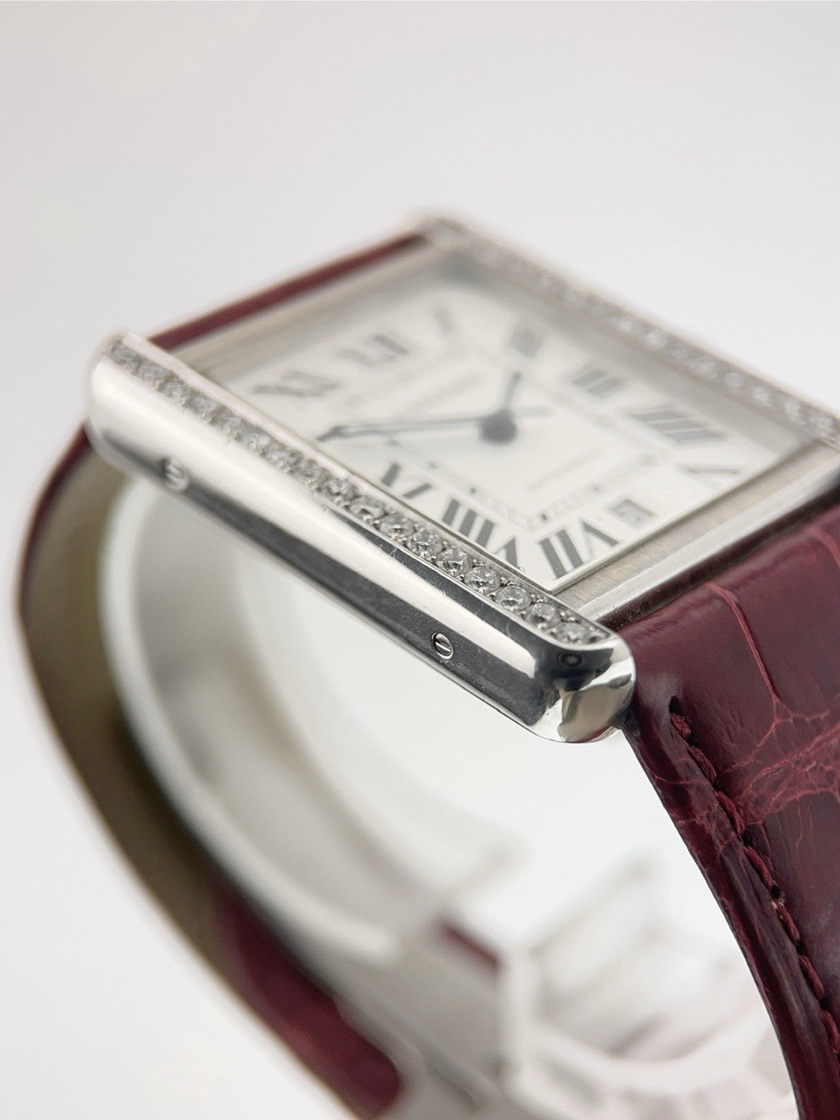 Cartier Tank Solo Steel Silver Dial 31mm Automatic Men's Diamond Watch W5200027
