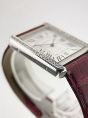 Cartier Tank Solo Steel Silver Dial 31mm Automatic Men's Diamond Watch W5200027