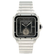 Cartier Santos Dual Time Gray Dial Steel 40.2mm Automatic Mens Watch WSSA0076