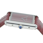 Cartier Tank Stainless Steel Red Dial 25mm Quartz Men's Watch WSTA0054