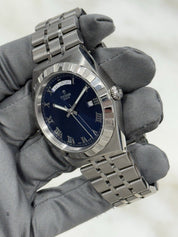 TUDOR Royal Blue Roman Day Date Stainless Steel Men's Automatic Watch 28600