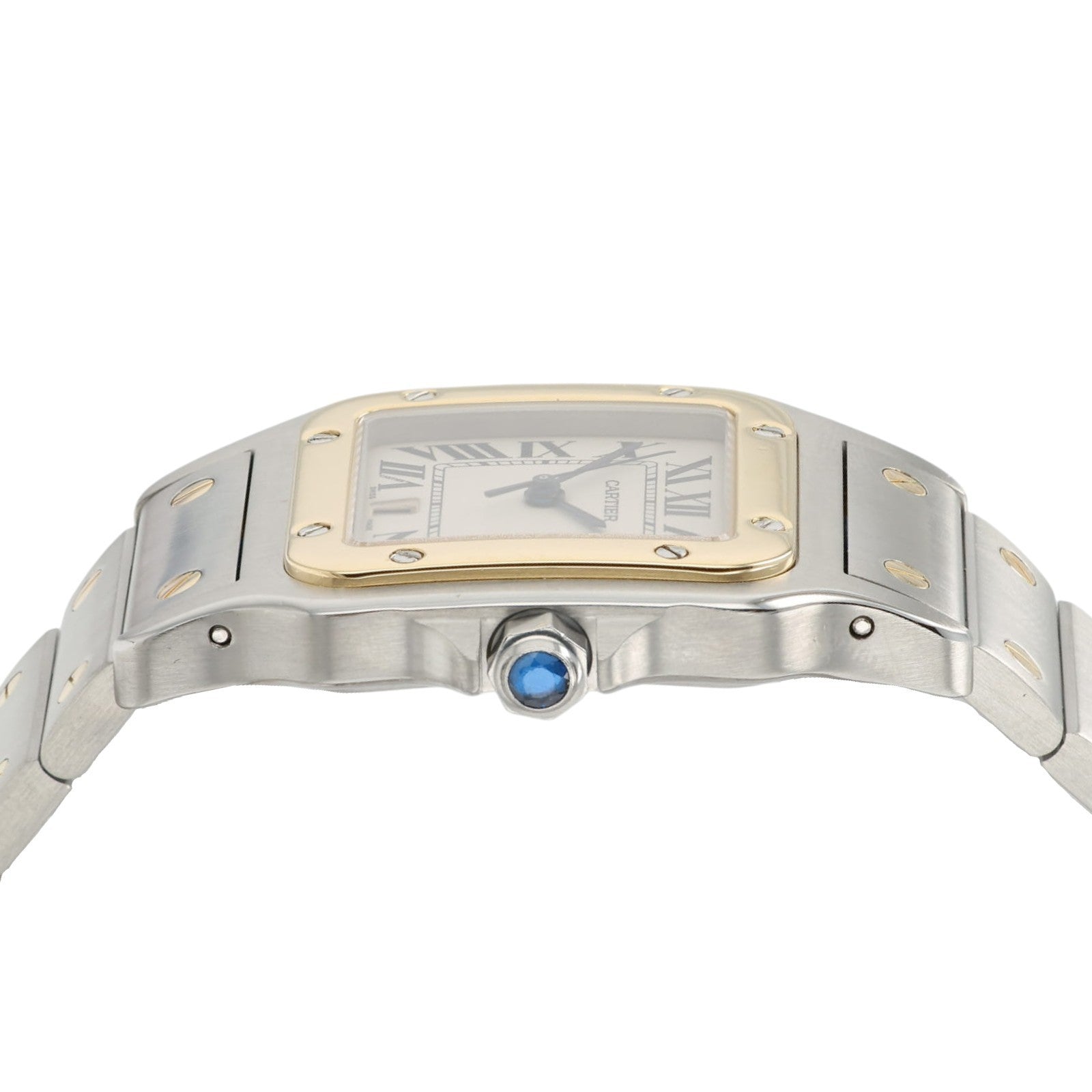 Cartier Santos Galbee Silver Dial 18k Yellow Gold & Steel 29mm Watch W20011C4