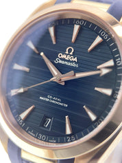 Omega Seamaster 18k Rose Gold Blue Dial 41mm Automatic Watch 220.52.41.21.001