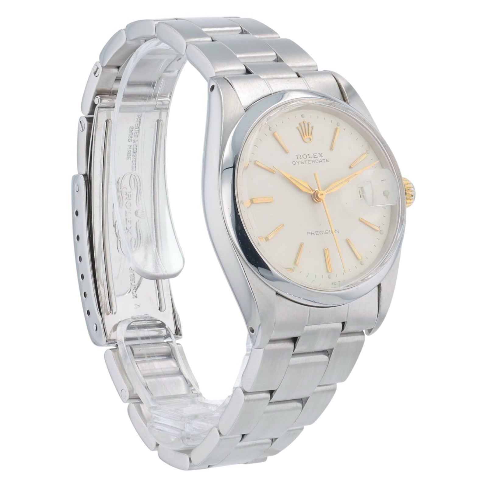 Rolex Oysterdate Precision Steel Silver Dial 34mm Manual Wind Men’s Watch 6694