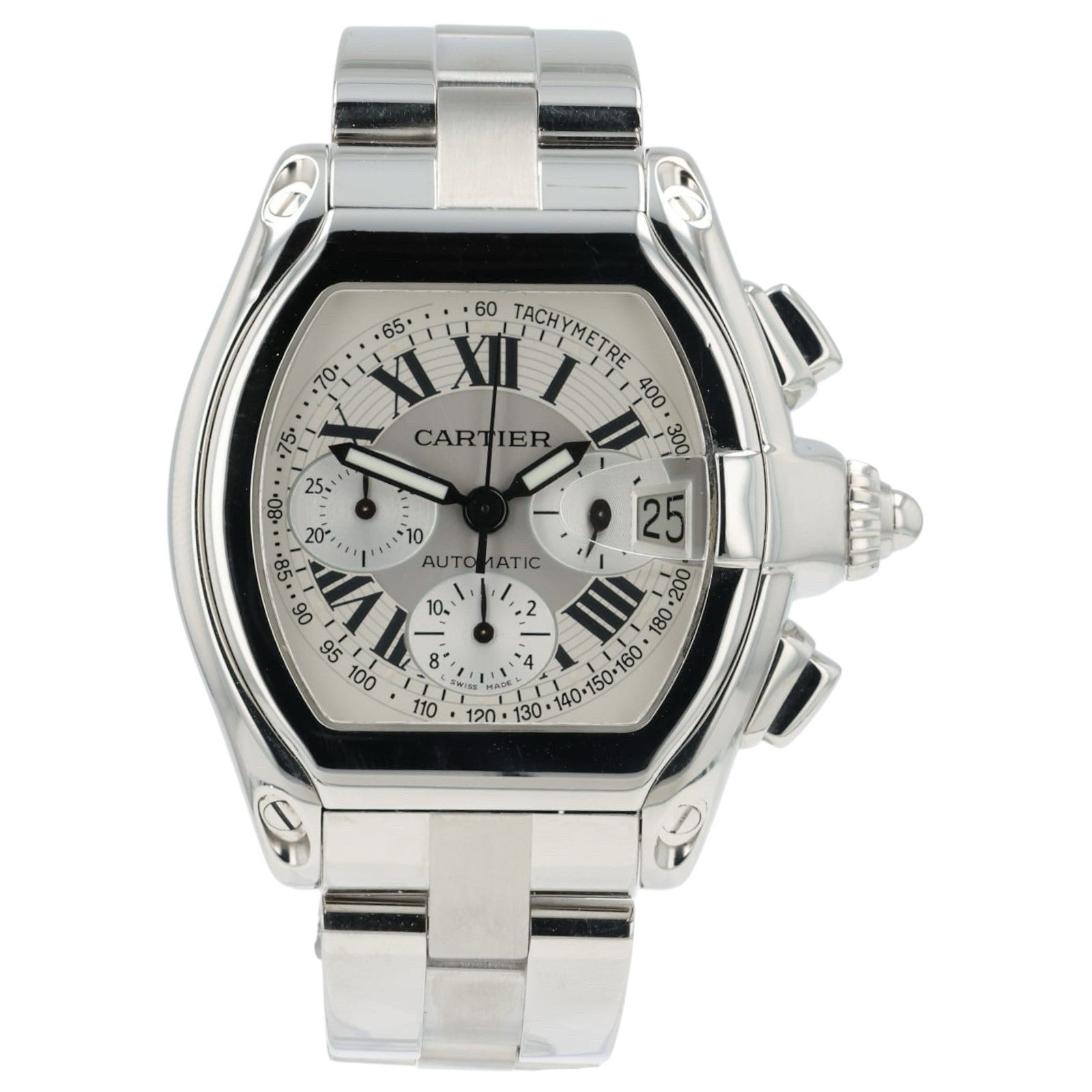 Cartier Roadster Chronograph Silver Dial Steel 43mm Auto Men’s Watch W62006X6