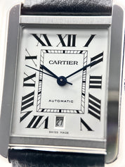 Cartier Tank Solo XL Automatic Stainless Steel Mens Watch WSTA0029 W/ B&P