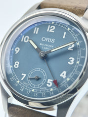 Oris Big Crown Stainless Steel Blue Dial 38mm Manual Wind Mens Watch 7786