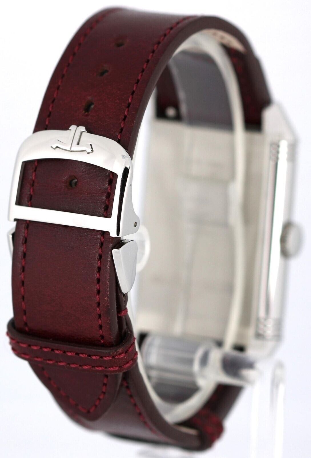 Jaeger LeCoultre Reverso Tribute Steel Manual Wind Burgundy 214.8.62 Watch