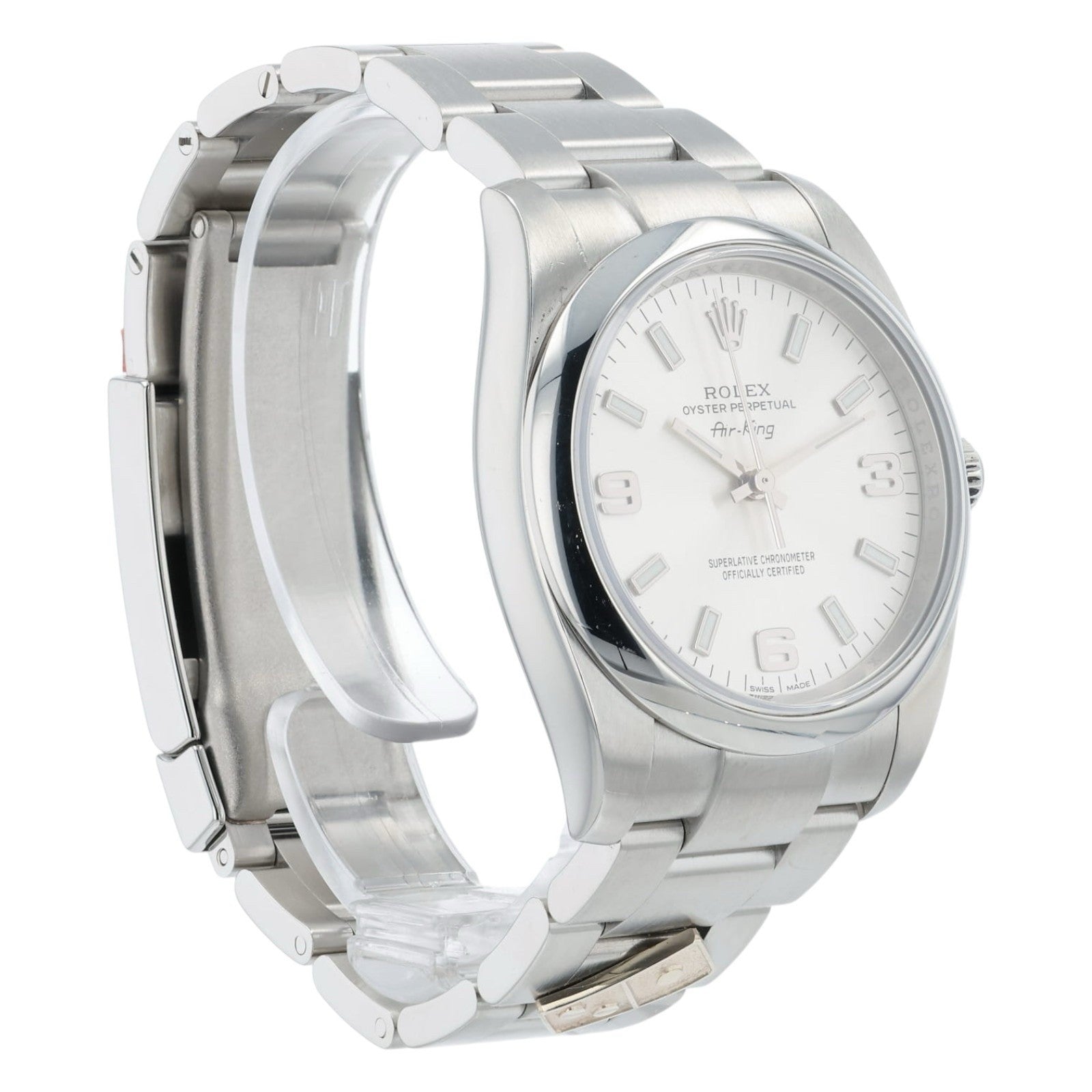 Rolex Air King Dominos Silver Dial Steel 34mm Automatic Unisex Watch 114200