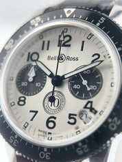 Bell & Ross Classic Pilot Steel White Dial 41mm Automatic Mens Watch CLCH-SAP-10