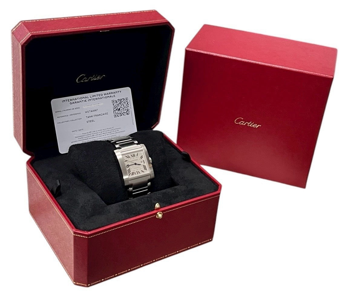 Cartier Tank Francaise Steel Silver Dial 30.5mm Automatic Men’s Watch WSTA0067