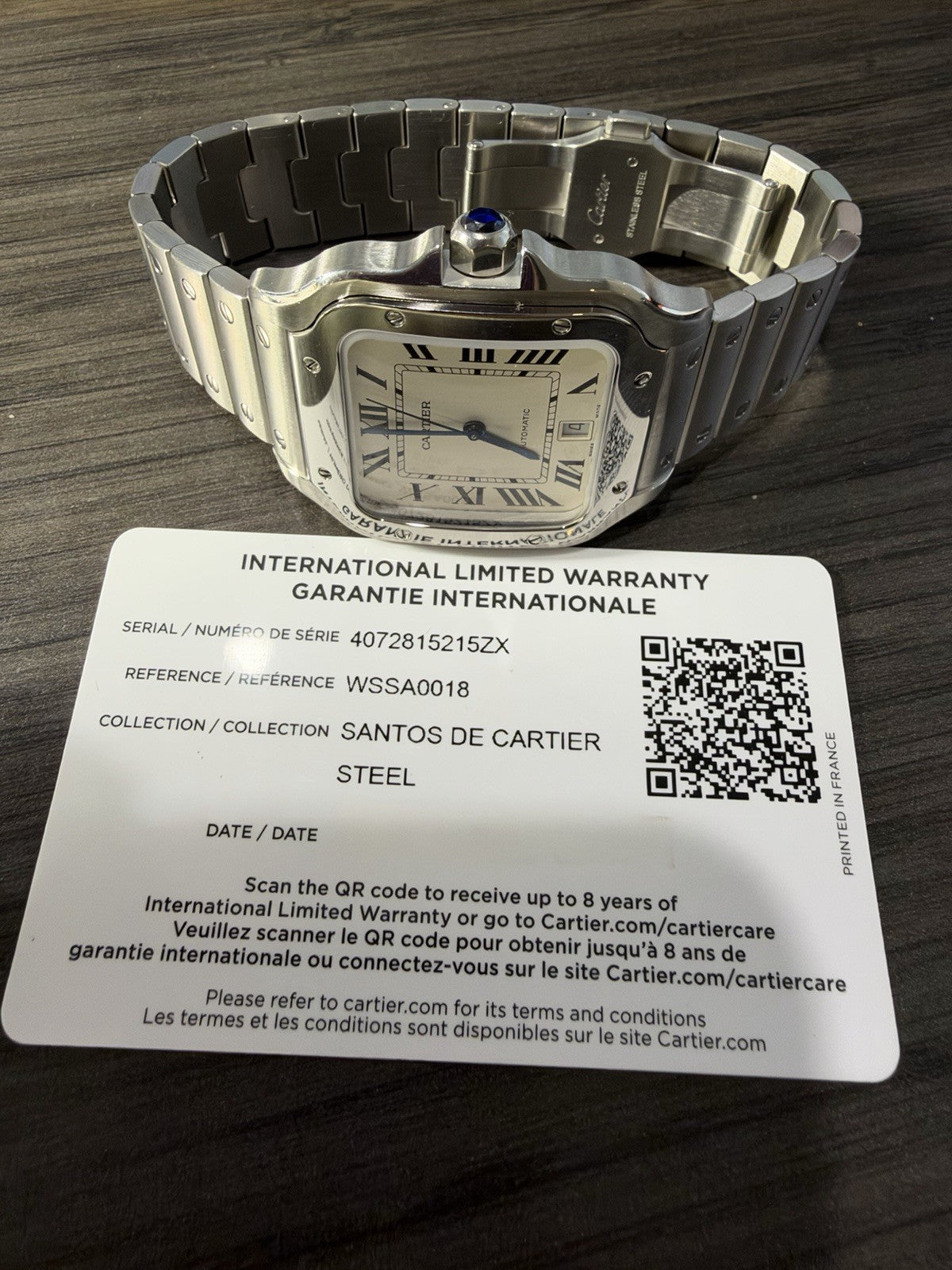 Cartier Santos Silver Color Dial Stainless Steel 39x47mm Auto Watch WSSA0018