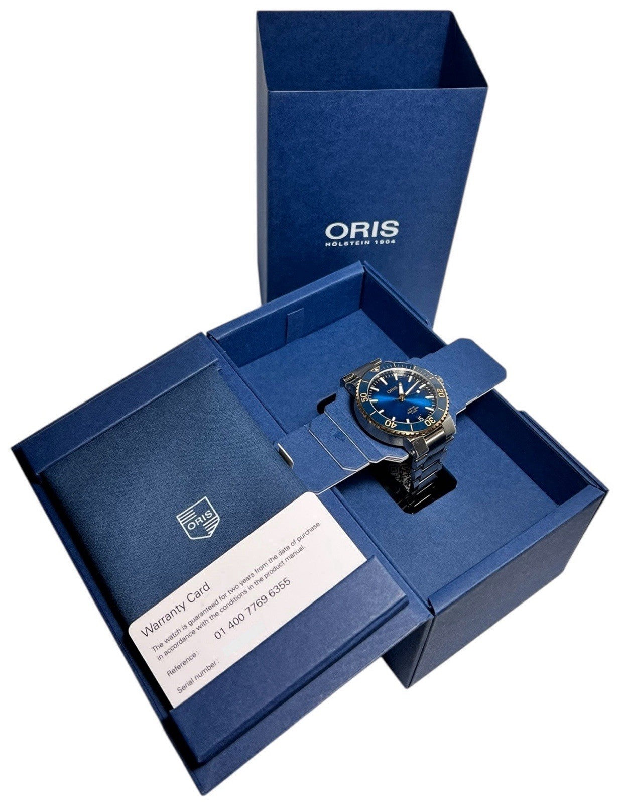 Oris Aquis Date Steel and Gold Blue Dial 41.5mm Automatic Men's Watch 7769