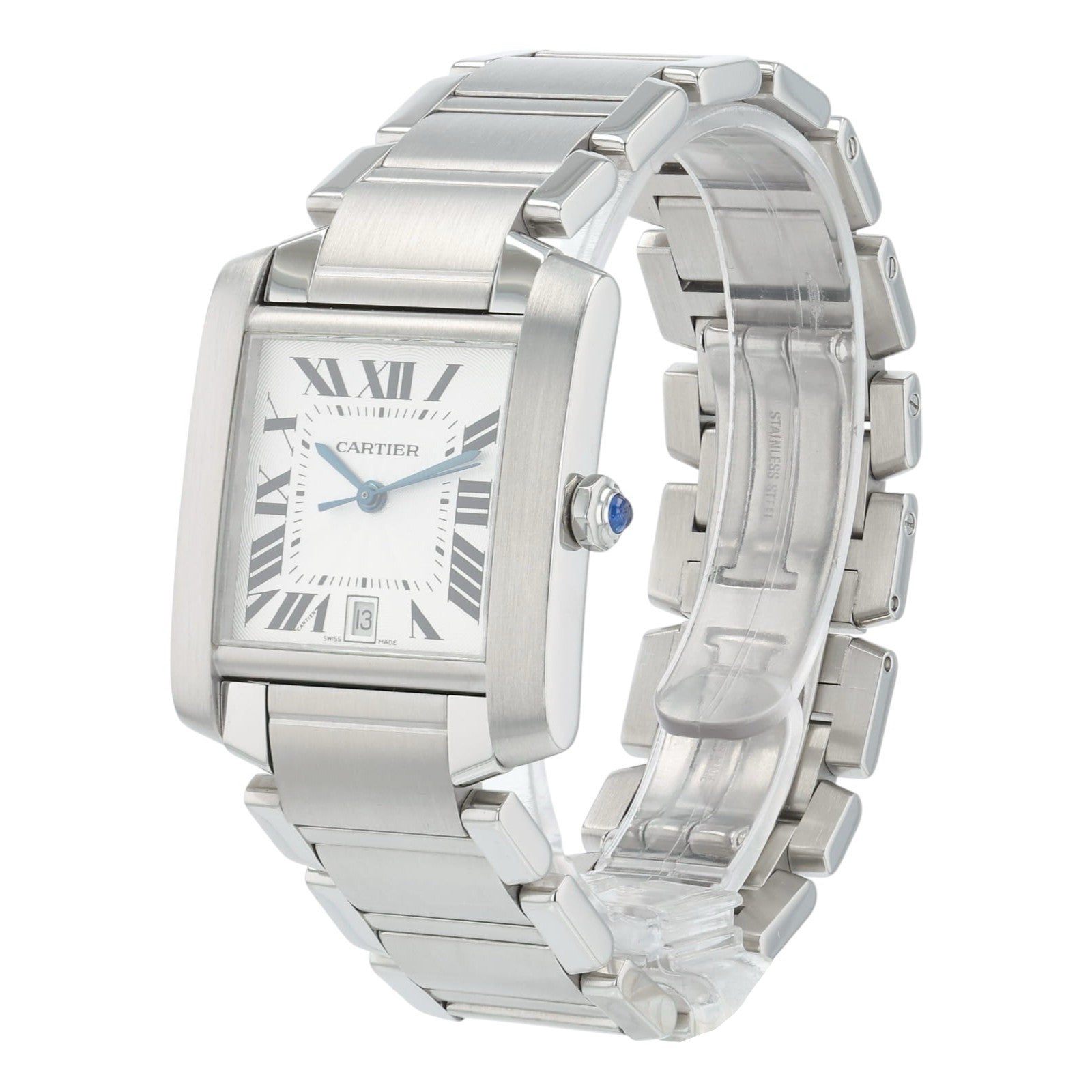 Cartier Tank Francaise Stainless Steel Silver Dial 28x32mm Automatic Womens 2302