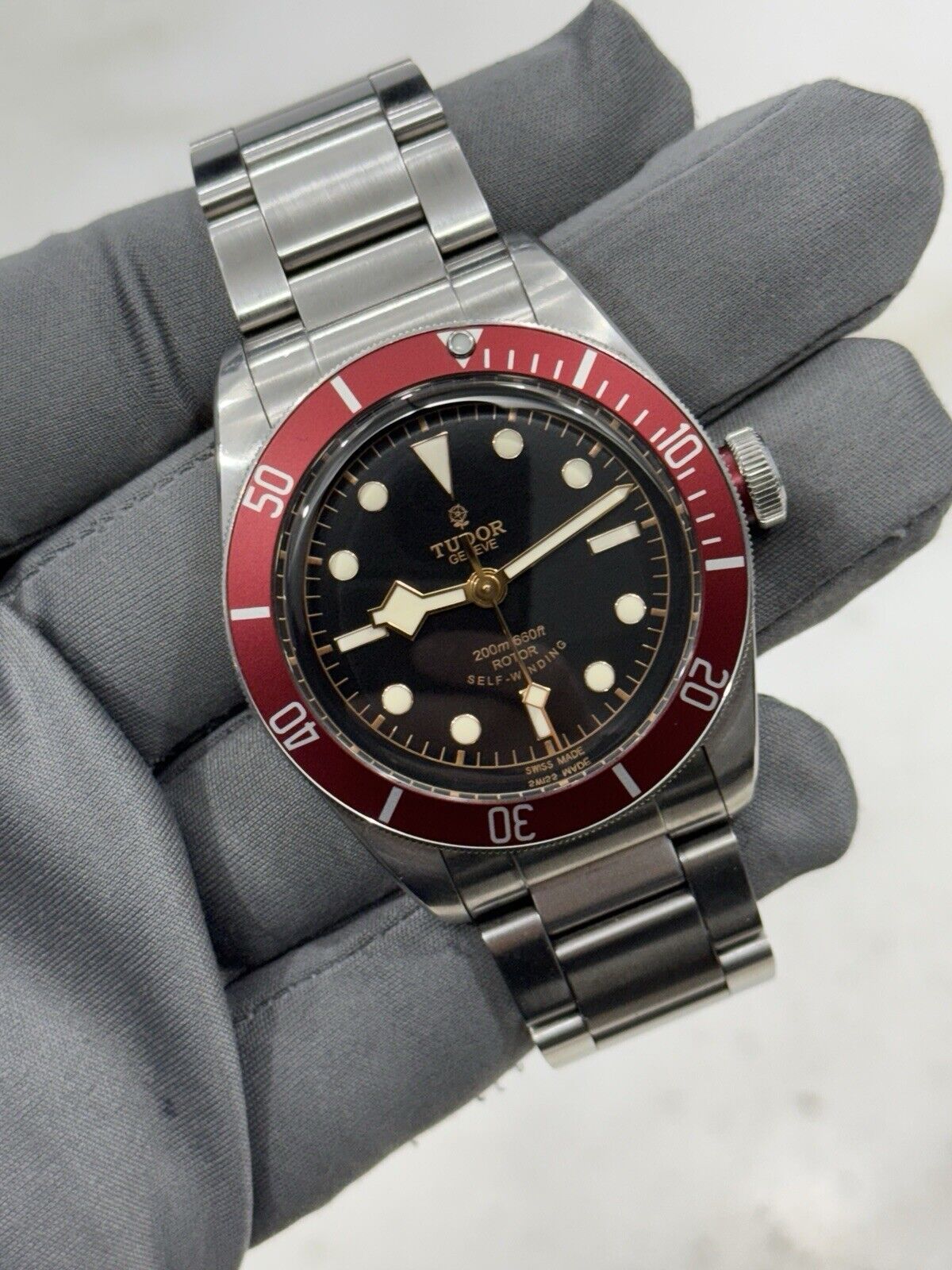 2014 Tudor Black Bay Smiley Stainless Steel Red 41mm Automatic Watch 79220R