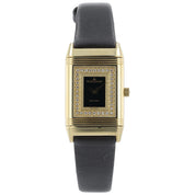 LeCoulte Reverso Black Dial 18k Yellow Gold 23mm Quartz Women’s Watch 260.1.08