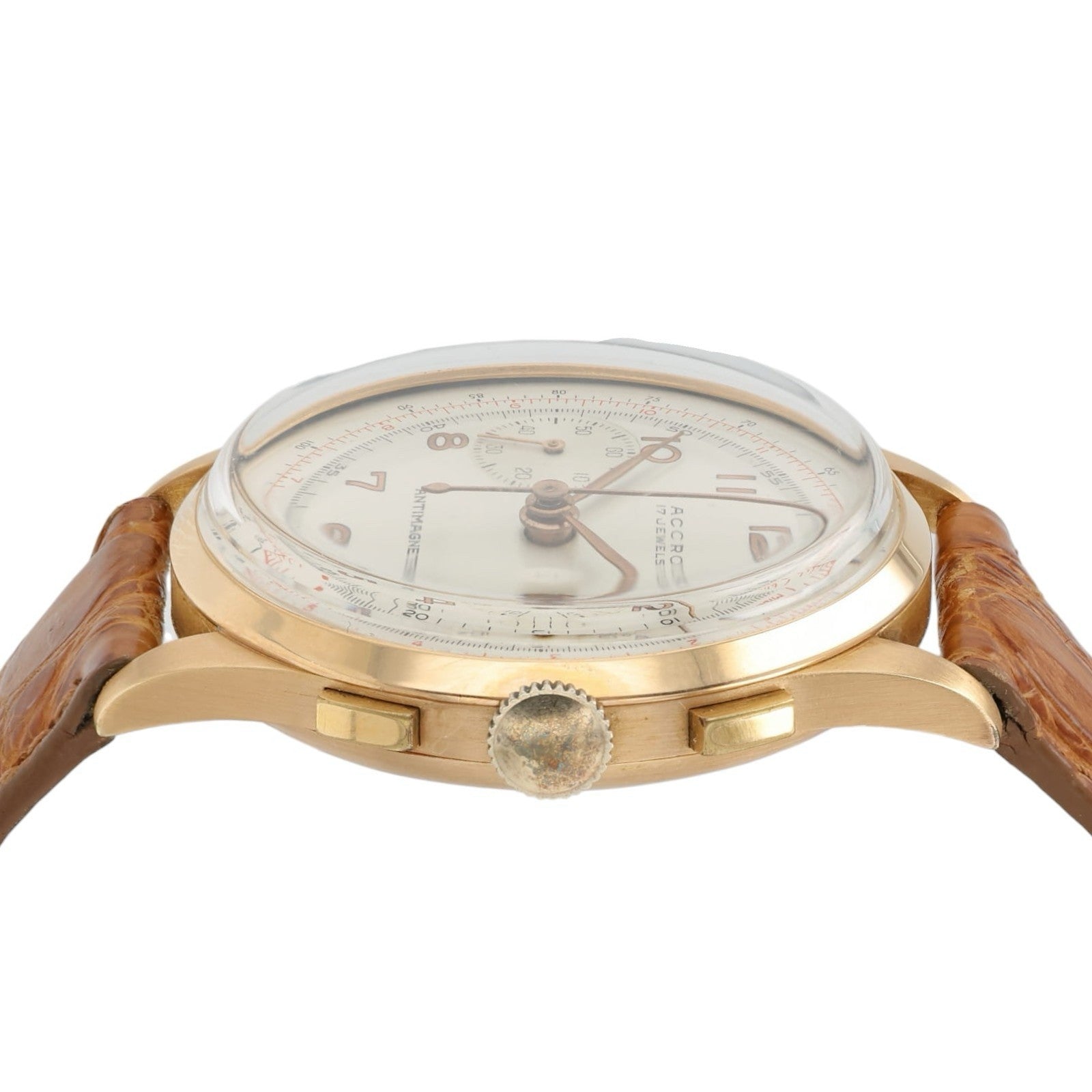 Accro 310 Silver Dial 18k Rose Gold 39.5mm Manual Wind Movement Mens Watch