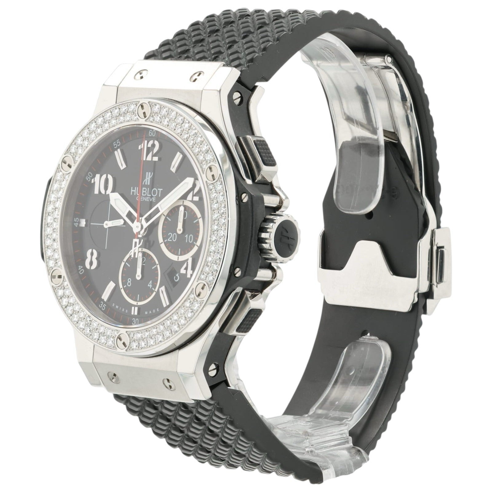 Hublot Big Bang Black Dial Diamond Steel 44mm Automatic Mens 301.SX.140.RX.114