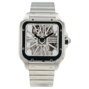 Cartier Santos Skeleton Dial Stainless Steel 39.8mm Manual Wind Mens WHSA0015