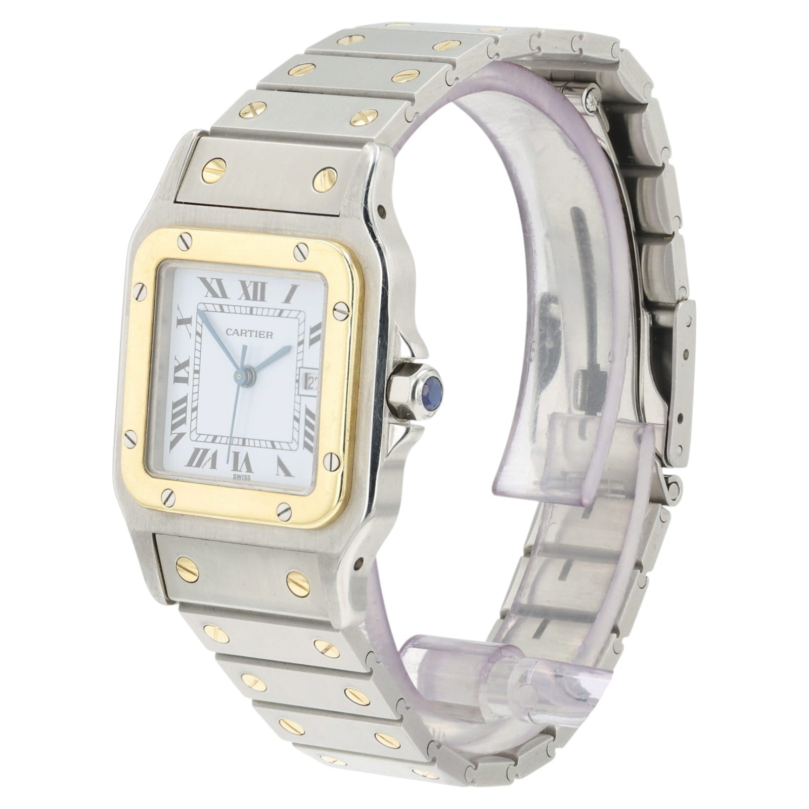 Cartier Santos Galbe White Dial Gold & Steel 41x29mm Automatic Mens Date 2961