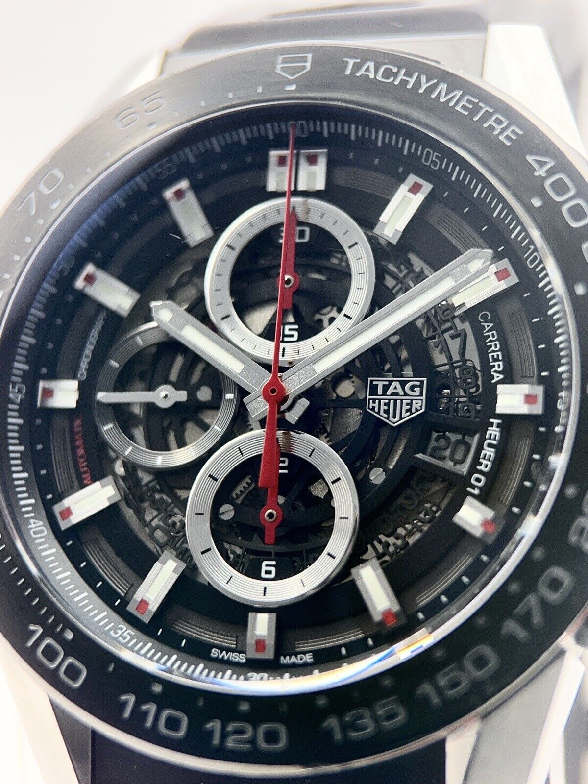 TAG HEUER Carrera Caliber Heuer 01 CAR2A1Z Skeleton Men's 45mm Watch - Box/Paper