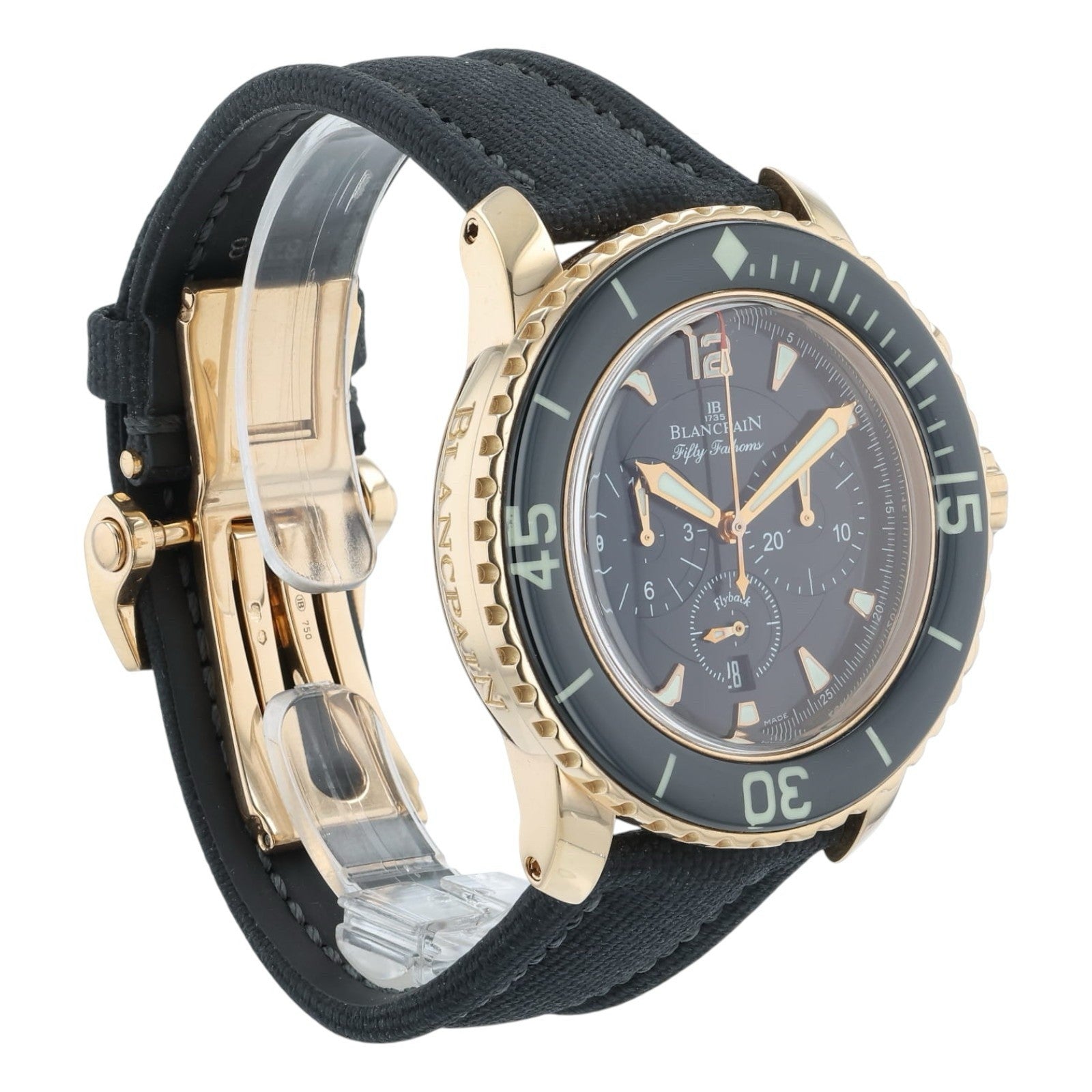 Blancpain Fifty Fathoms 18k Rose Gold Black Dial 45mm Automatic Mens Watch 5085F