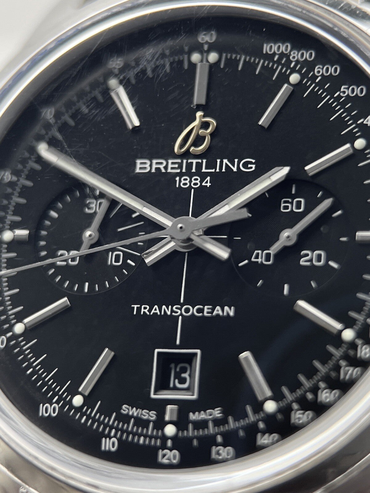 BREITLING Transocean A41310 Chronograph Date Automatic Men's Watch With Box