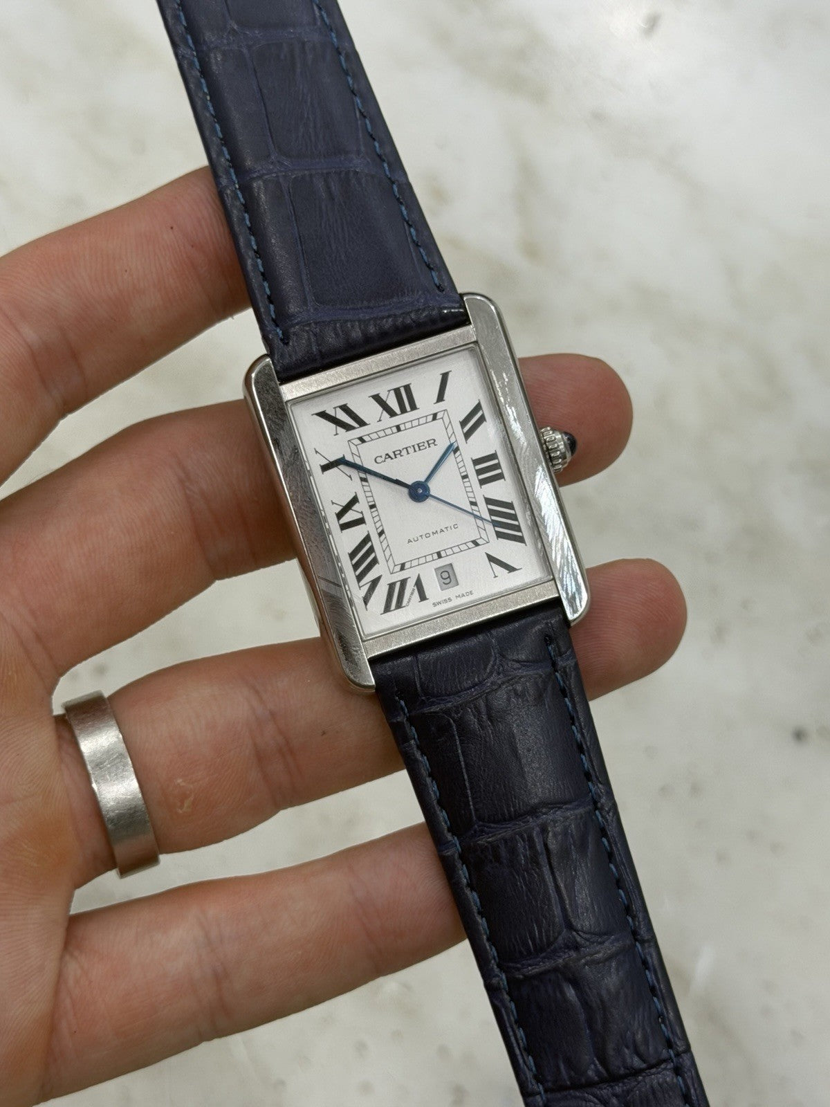 Cartier Tank XL Silver Dial Stainless Steel 31mm Automatic Watch W5200027