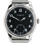 Montblanc 1858 44mm Mens Watch Stainless Steel Black Dial Manual Watch 115074