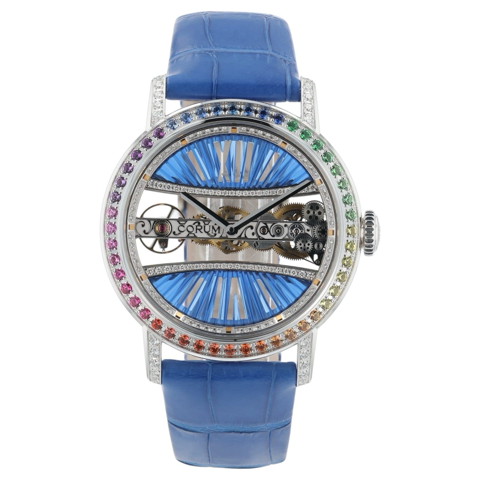 Corum Golden Bridge 18k White Gold Blue Dial 39mm Manual Wind Unisex B113/03852