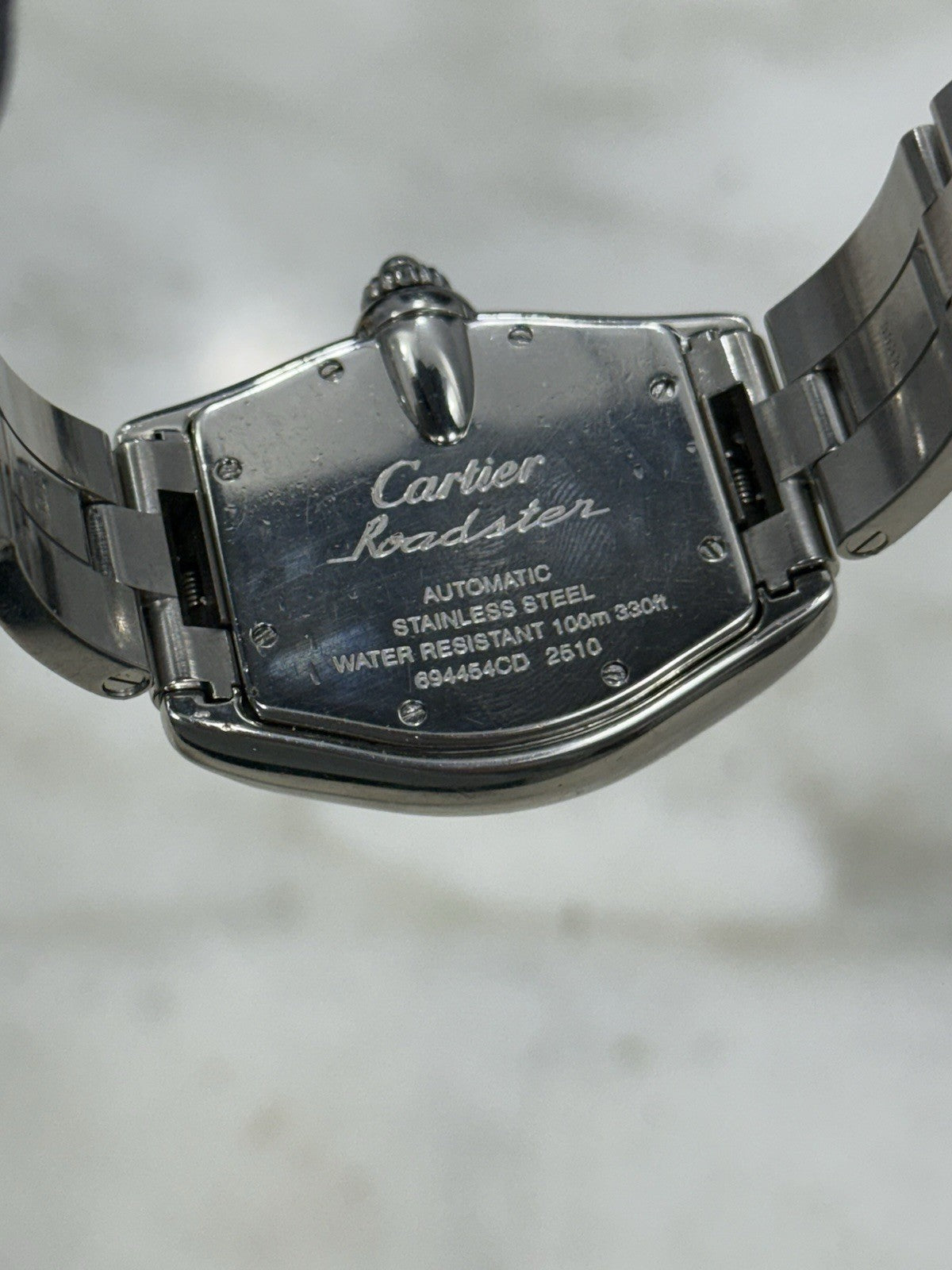 Cartier Roadster 37mm Automatic Mens Watch Stainless Steel Gray Dial 2510