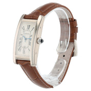 Cartier Tank Americaine 18k White Gold Silver Dial 24mm Automatic Watch W2603656