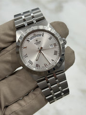 Tudor Royal Silver Roman Day Date Stainless Steel Men's Automatic Watch 28600