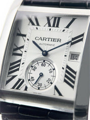 Cartier Tank MC Stainless Steel Silver Color Dial 34mm Automatic Mens Watch 3589